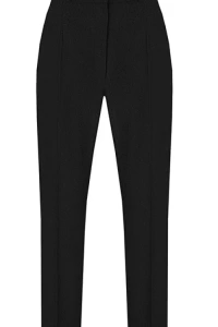 Spodnie - Gia Spodnie damskie flanelowe czarne z wysokim stanem