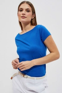 T-Shirty - Niebieska bluzka basic z krtkim rkawem moodo