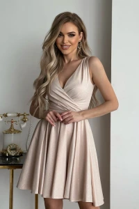 E-stil.pl - Beżowa brokatowa sukienka 2215-21