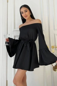 Butik-fashion - Satynowa sukienka hiszpanka czarna amber