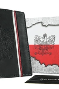Merg.pl - Pionowy portfel mski ze skry naturalnej z motywem patriotycznym i systemem rfid