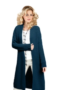 Swetry - Mikos długi kardigan sweter z długim rękawem 707 morski