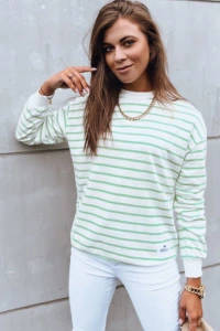 Bluzy - Bluza damska nimfadora w biało-zielone paski dstreet by1220