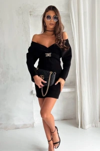 Butik-fashion - Sukienka z ozdobn klamr czarna melanie