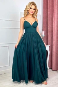 Sukienki - Zielona tiulowa sukienka wieczorowa bellissima