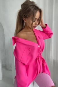 Charlottefashion.pl - Koszula z paskiem różowa anabel o222