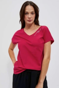 T-Shirty - Czerwony t-shirt z nadrukiem tekstowym moodo