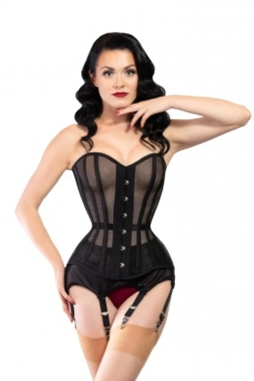 Gorset overbust mesh classic black