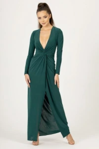 Molerin.pl - Zielona sukienka wieczorowa maxi z gbokim dekoltem brigette