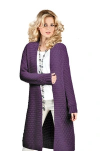 Swetry - Mikos długi kardigan sweter z długim rękawem 707 fiolet