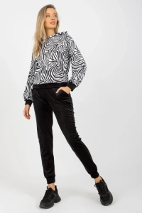 Butik-fashion - Biao-czarny komplet welurowy z bluz w zebr safari