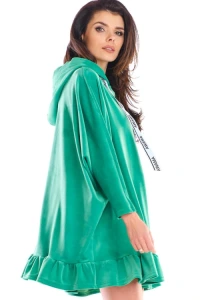 Tuniki - Luźna bluza z kapturem zielona aw419