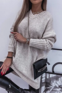 Swetry - Dugi sweter beige basic