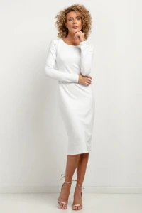 Nowości - Sukienka dresowa midi biała te377