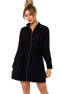 Bluzy - Sukienka sportowa cigana w pasie baweniana czarna