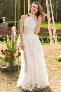 Suknie ślubne - Spódnica koronkowa w kwiaty 3d