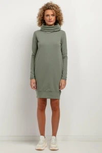 Nowości - Sukienka dresowa z kominem zielona te376