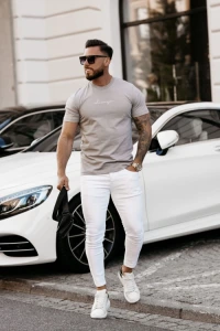 Nowości - T-shirt męski slogen o la voga szary
