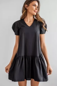 Sukienki - Czarna sukienka mini hemera