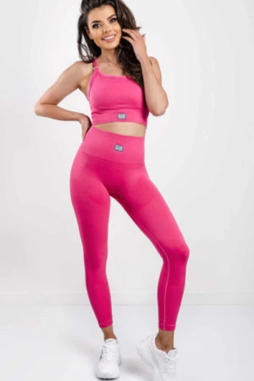 Legginsy ea7 bezszwowe logo fuksja