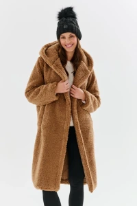 Naoko-store.pl - Płaszcz z kapturem teddy caramel