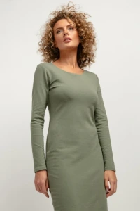 Nowości - Sukienka dresowa midi zielona te377