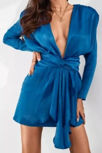 Deezee.pl - Niebieska sukienka mini more satin