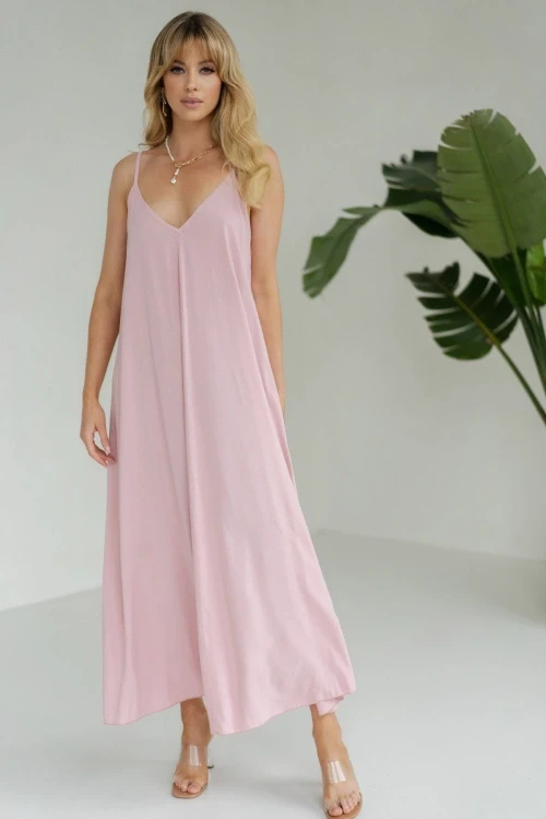Katia - różowa sukienka maxi