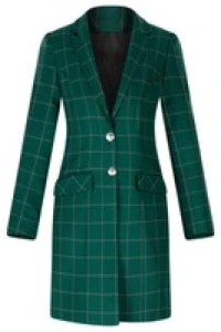 Płaszcze - Modny płaszcz damski 5505 zielona krata