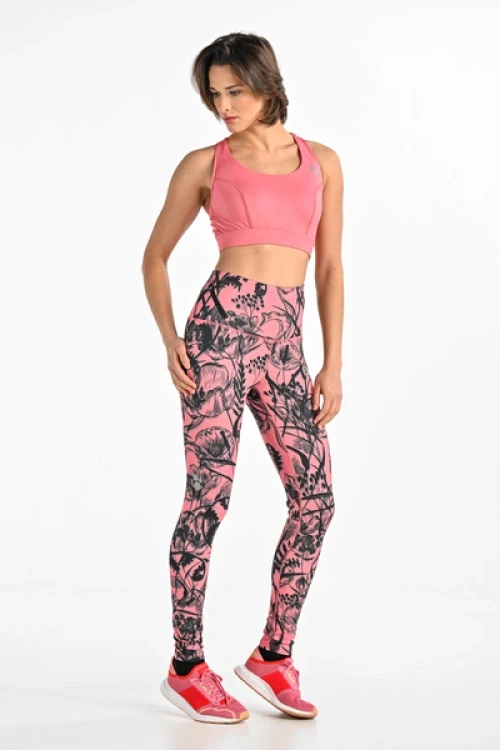 Legginsy regular z wysokim stanem ornamo flower coral