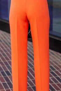 Nowości - Eleganckie spodnie w kant proste nogawki pomarańcz