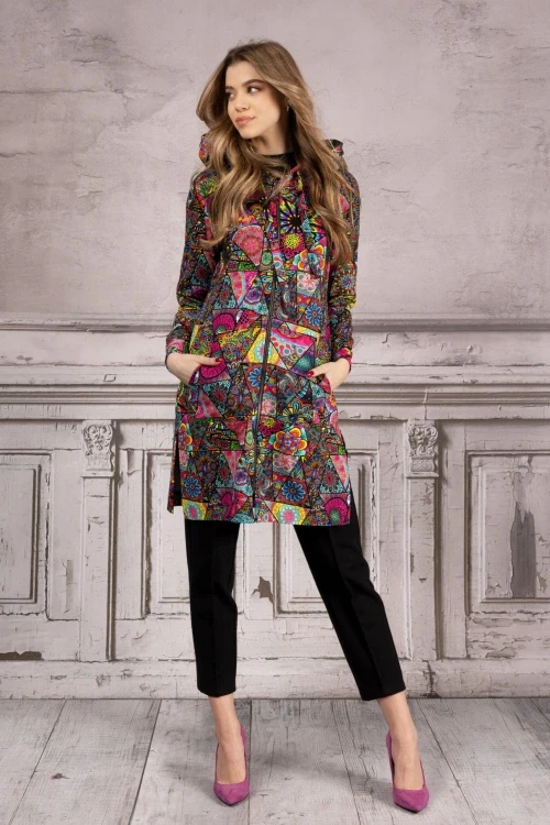 Bluza duga rozpinana"patchwork"
