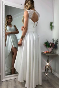 Suknie ślubne - Asymetryczna sukienka ecru loren ii