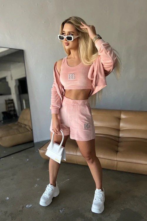 Komplet letni z topem sporty bg pastel pink