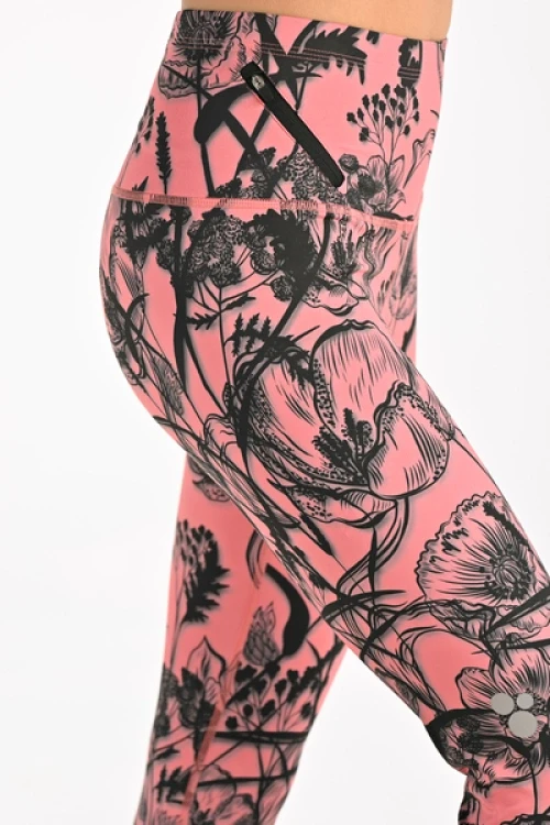 Legginsy regular z wysokim stanem ornamo flower coral