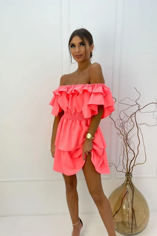 Sukienka hiszpanka valentina mielczarkowski neon łosoś