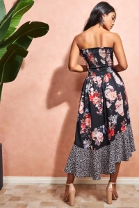 Butik-fashion - Wzorzysta sukienka midibez ramiczek jasmin
