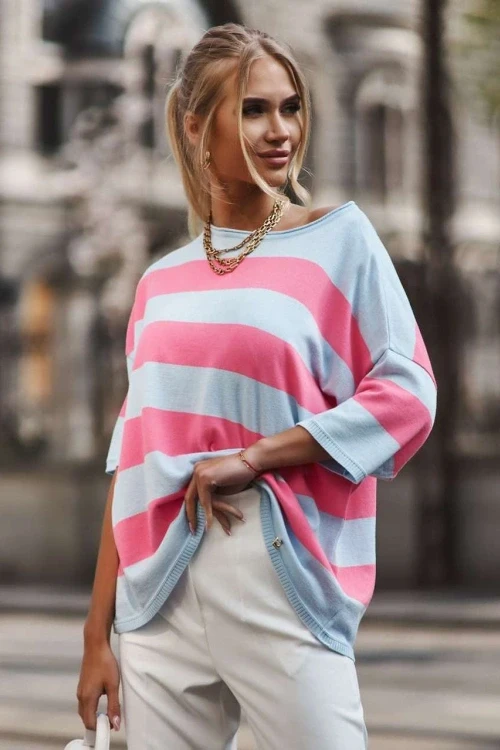 Cienki sweter w paski rebecca cocomore