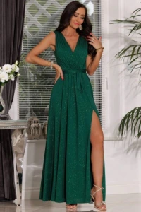 Sukienki - Zielona sukienka wieczorowa z powiat salma