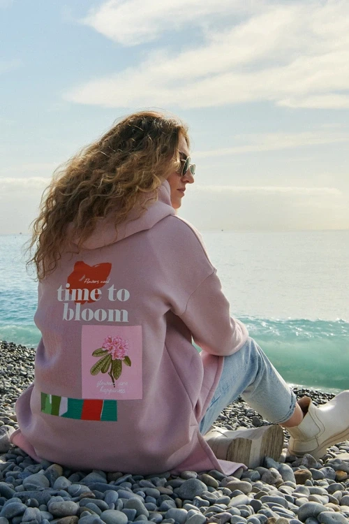 Longline hoodie Time To Bloom