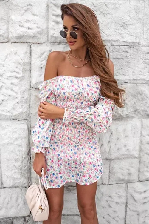 Sukienka mini flower lover white