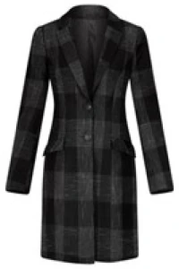 Płaszcze - Modny płaszcz damski 5506 czarną w kratę