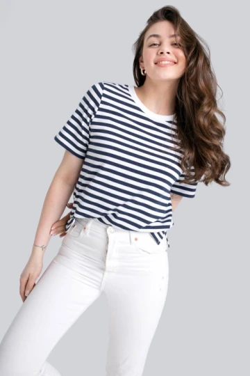 T-shirt miss marine navy stripes