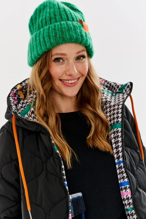 Czapka puffy emerald