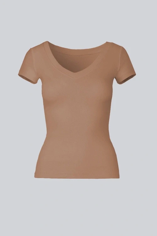 T-shirt miss womanly camel
