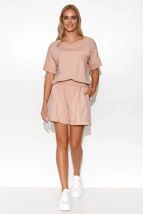 Spodnie komplet model m785 powder pink - makadamia