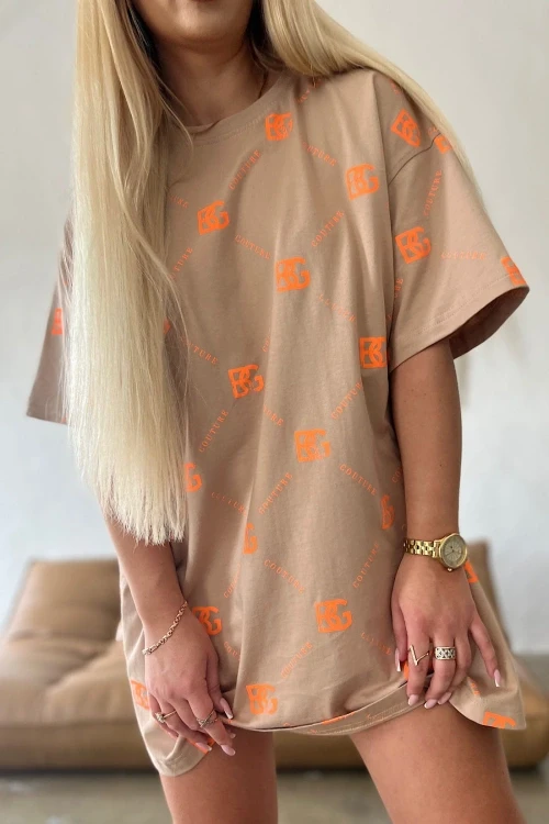 T-shirt oversize bg like a dress holo brandenburg beżowy