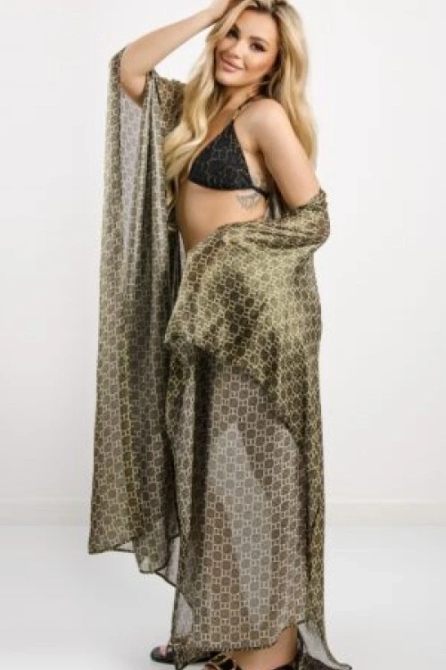 Kimono twin set u&b złoty monogram czarne