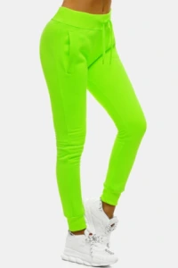 Spodnie dresowe - Spodnie dresowe damskie zielone-neonowe ozonee js/ck01/31
