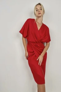 Sukienki - Sukienka Z Dekoltem V - Red